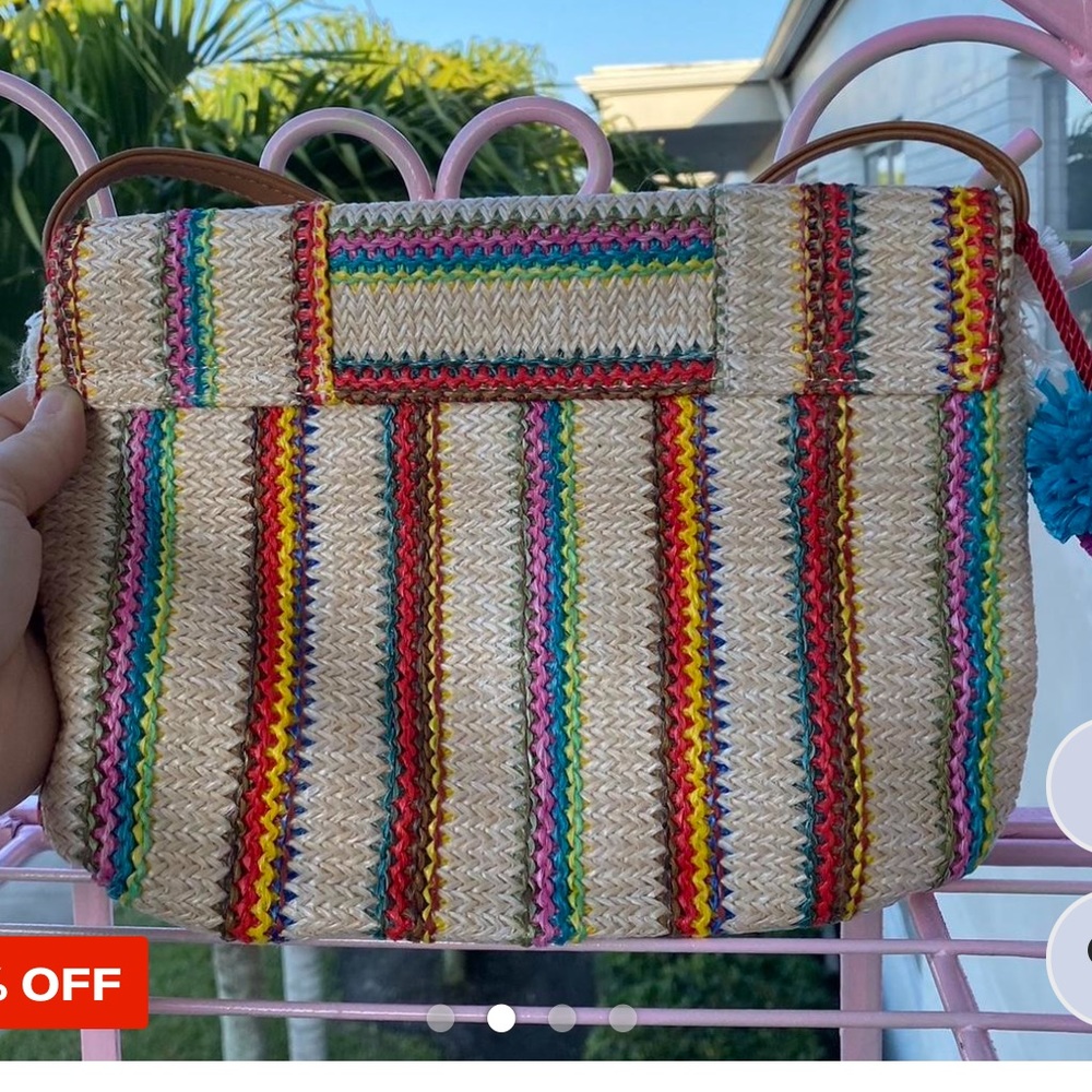 Festival Purse - Woven Straw - NWOT - Boho Hippie Bag - Picture 3 of 5